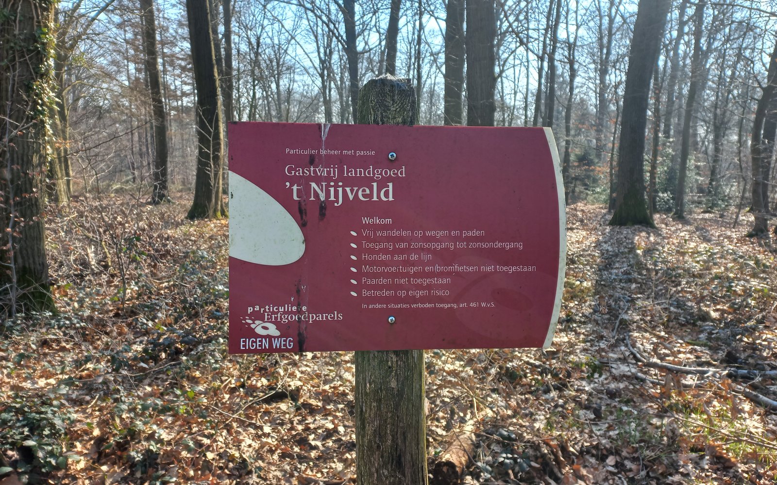 kloosterbos - t Nijveld toegangsbord